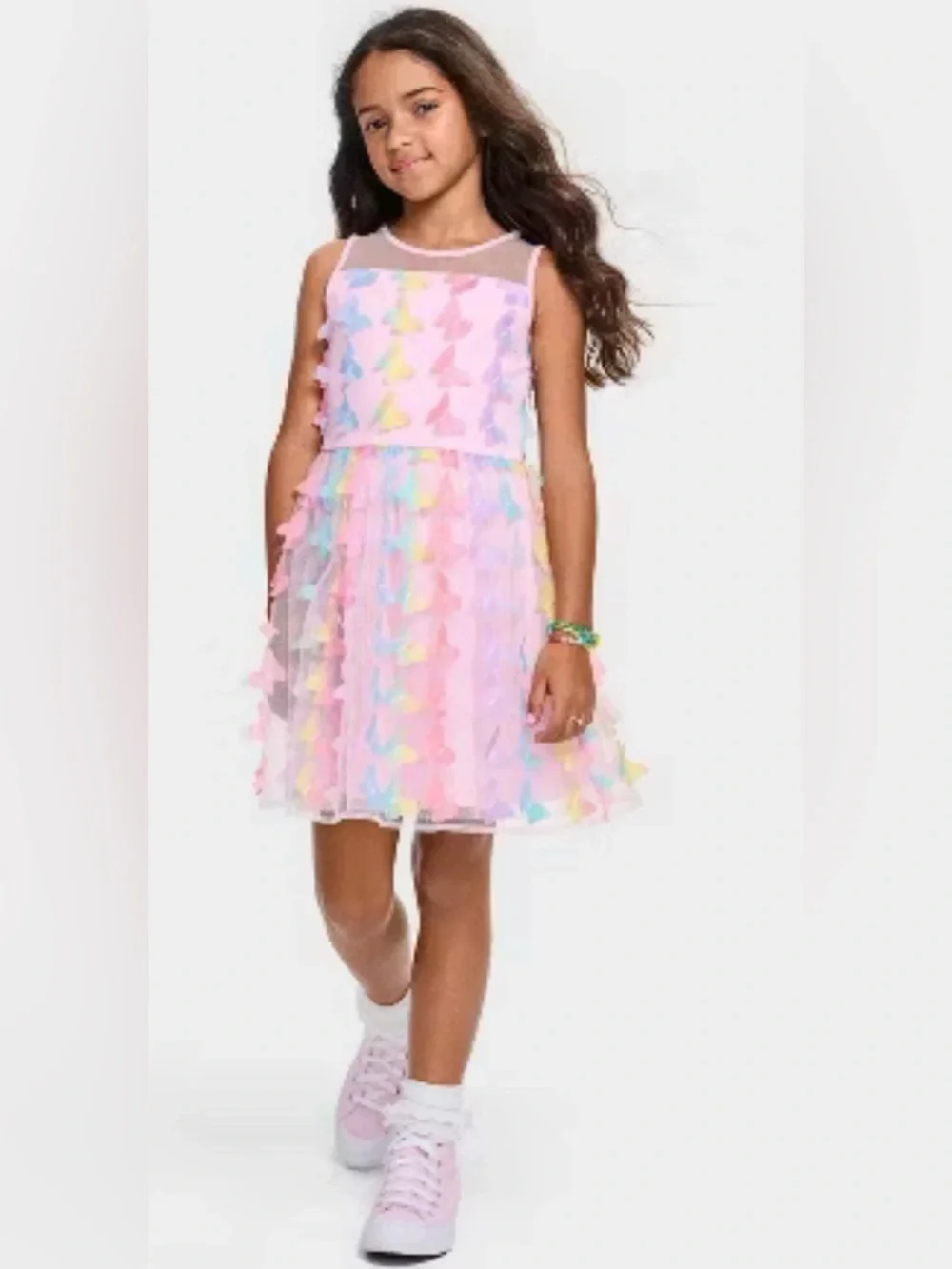 Children’s Place Girls Rainbow Ombré Butterfly Sheer Mesh Tulle Party Dress‎ 10